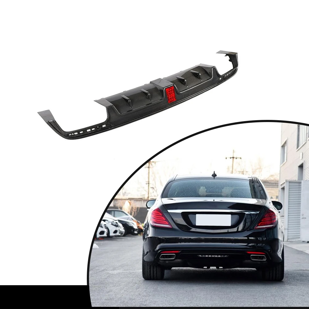 Carbon Rear Bumper Diffuser Lip Fit for Benz S Class W222 Sport S63 S65 AMG 2014-17