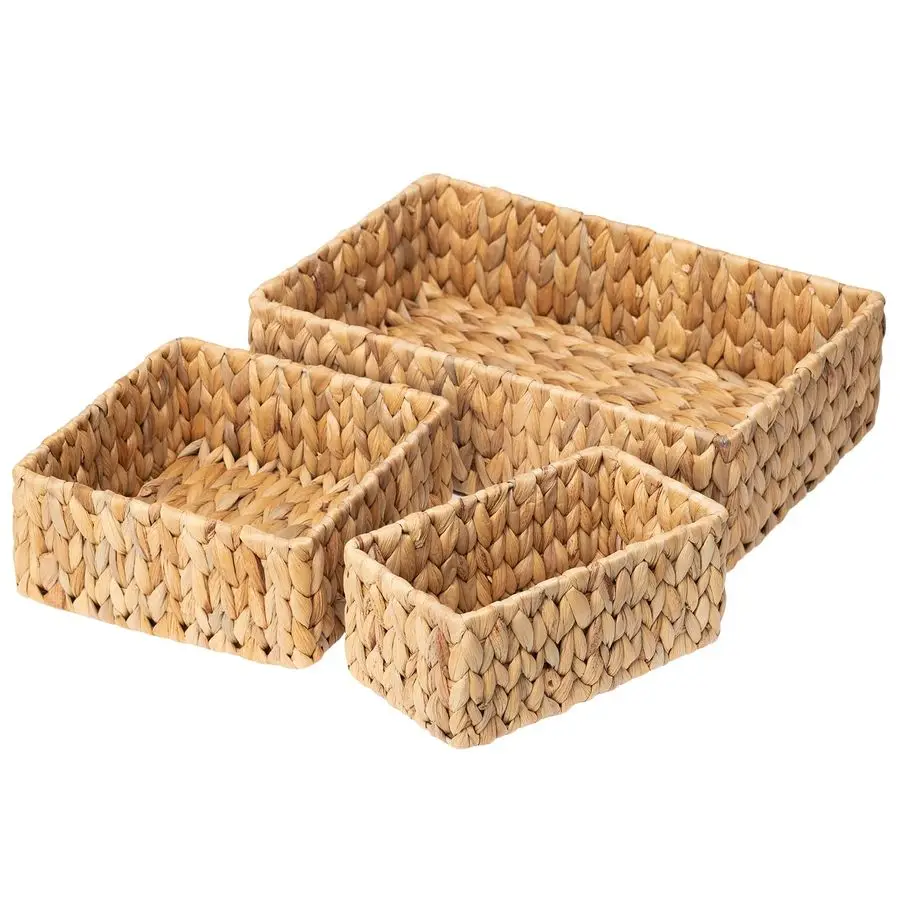 

Wicker Baskets for Organizing 3Pack, Large and Small Wicker Storage Baskets Set, Hand Woven Baskets for Storage, Natural Water H