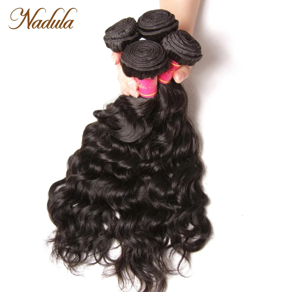 Nadula Hair 3/4 Pcs /Lot Brazilian Natural Wave Remy Human Hair Bundles 8-26inch Natural Color Can Be Bleached Hair Weave