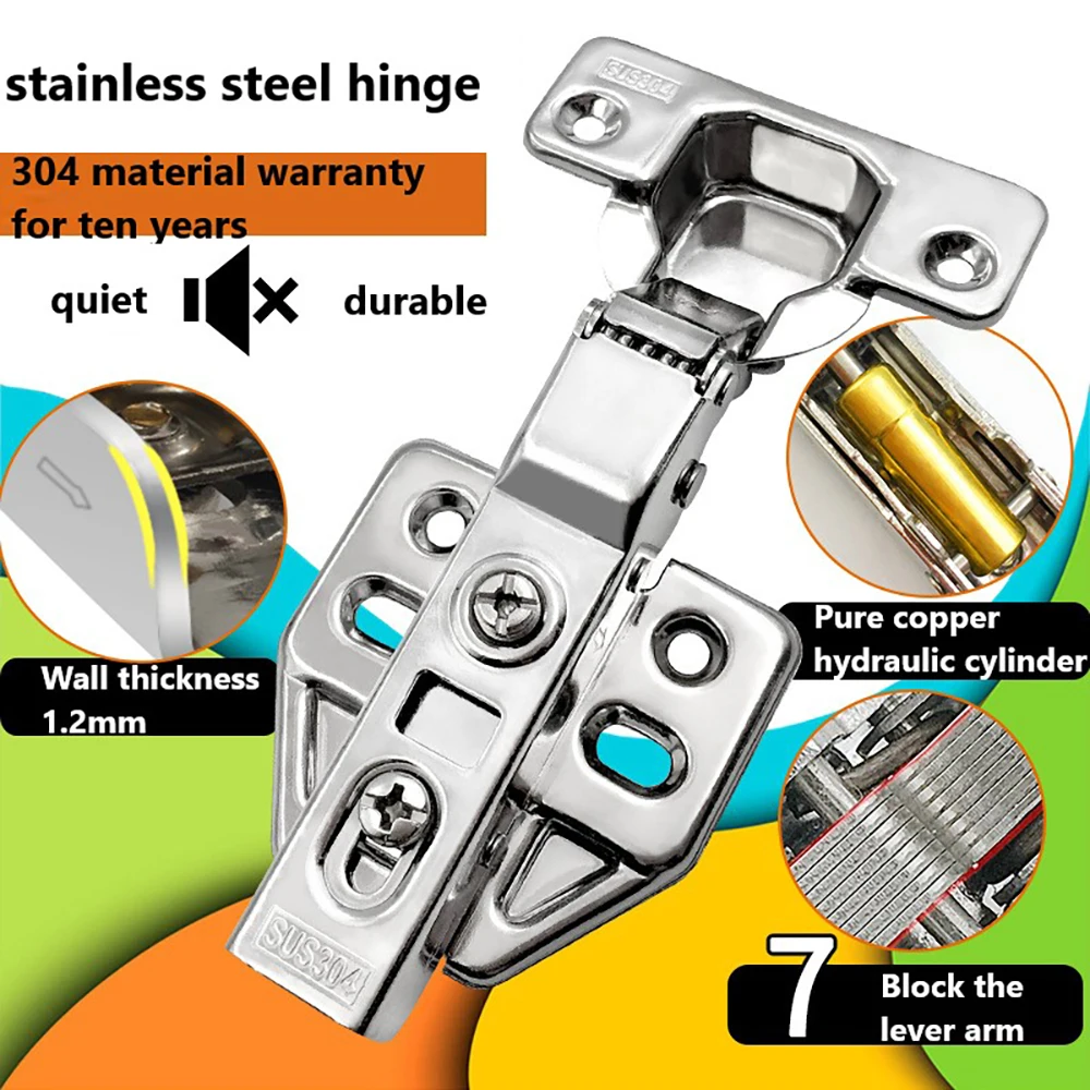 

Hinge Stainless Steel Door Hydraulic Hinges Damper Buffer Soft Close For Cabinet Cupboard Furniture Hardware Accessory