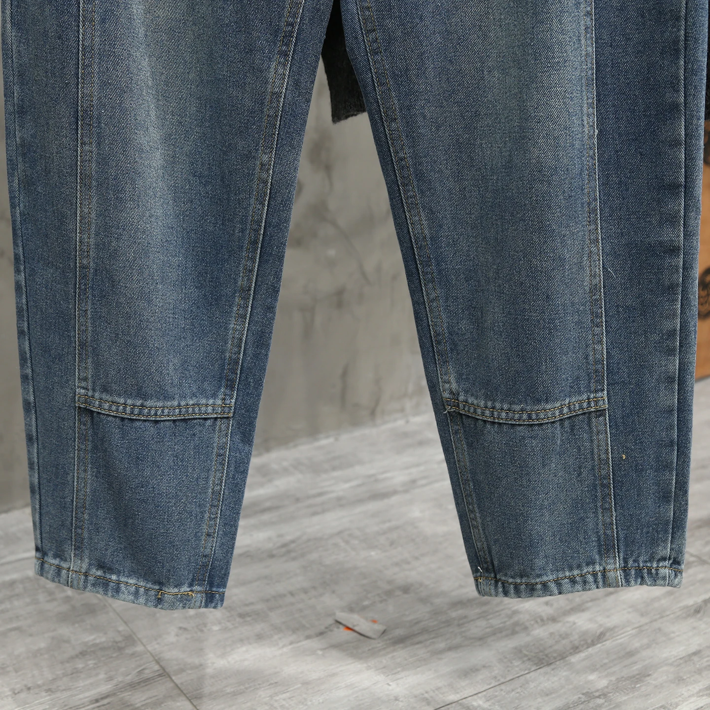 ربيع الخريف الرجال الربط الجينز الأمريكية الرجعية الأزرق غسلها الدنيم السراويل عارضة أزياء شارع العليا فضفاض الذكور السراويل