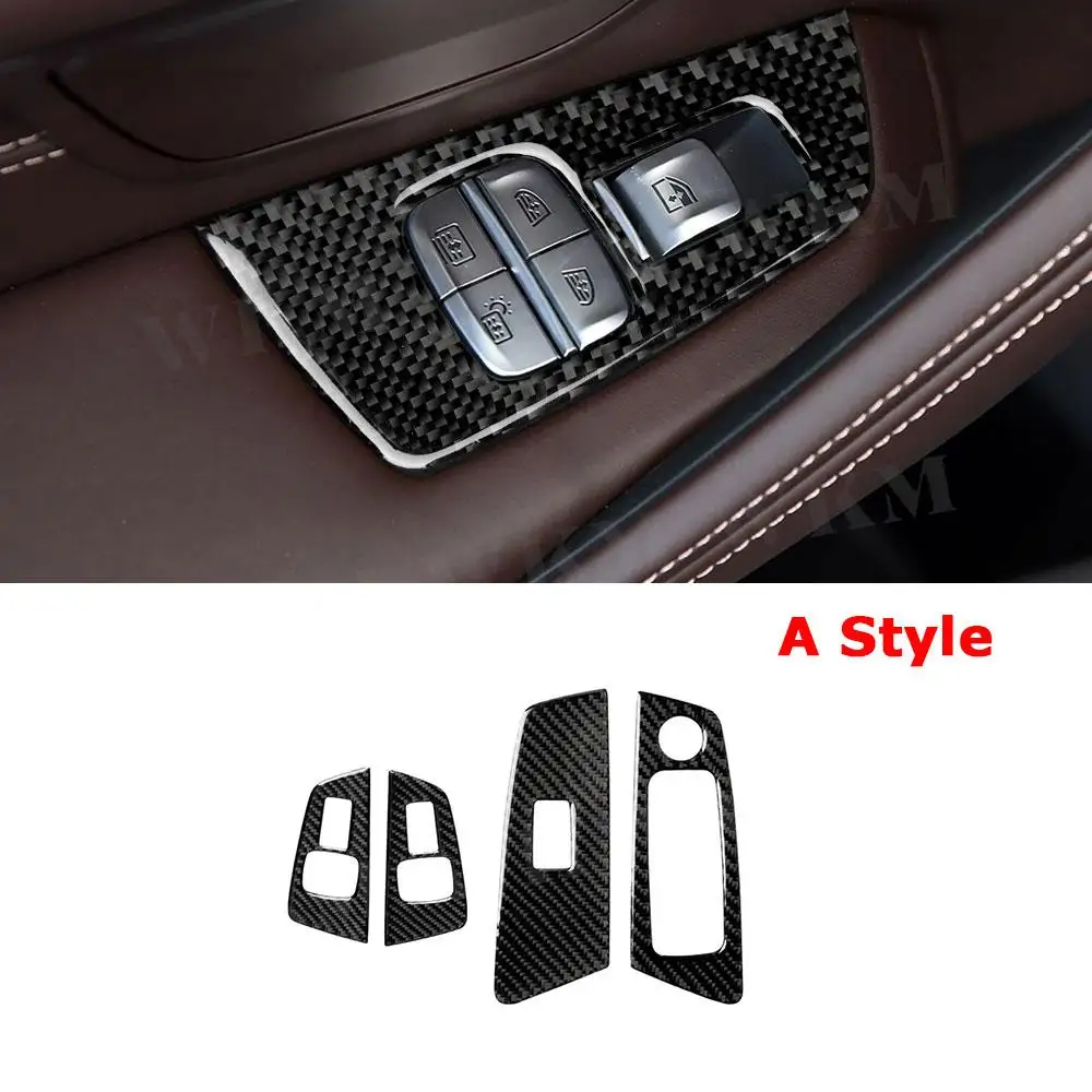 Carbon Fiber Interior Trim Window Lifter Switch Buttons Decorative Frame Cover For BMW 5 Series G30