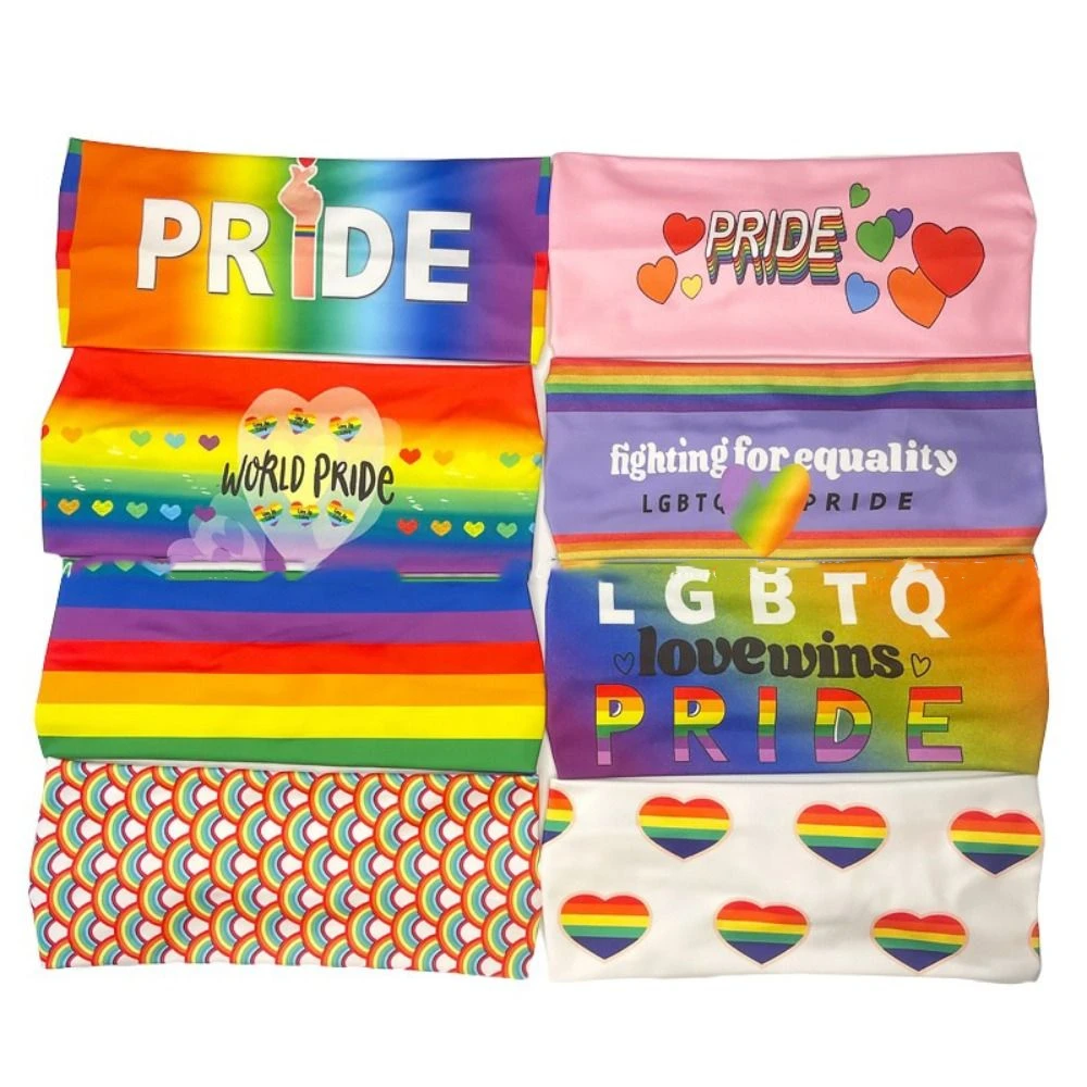 

Parade Rainbow Elastic Headband Soft Breathable Rainbow Headband Stretch Sweat Absorbing Sports Hairband Pride Month