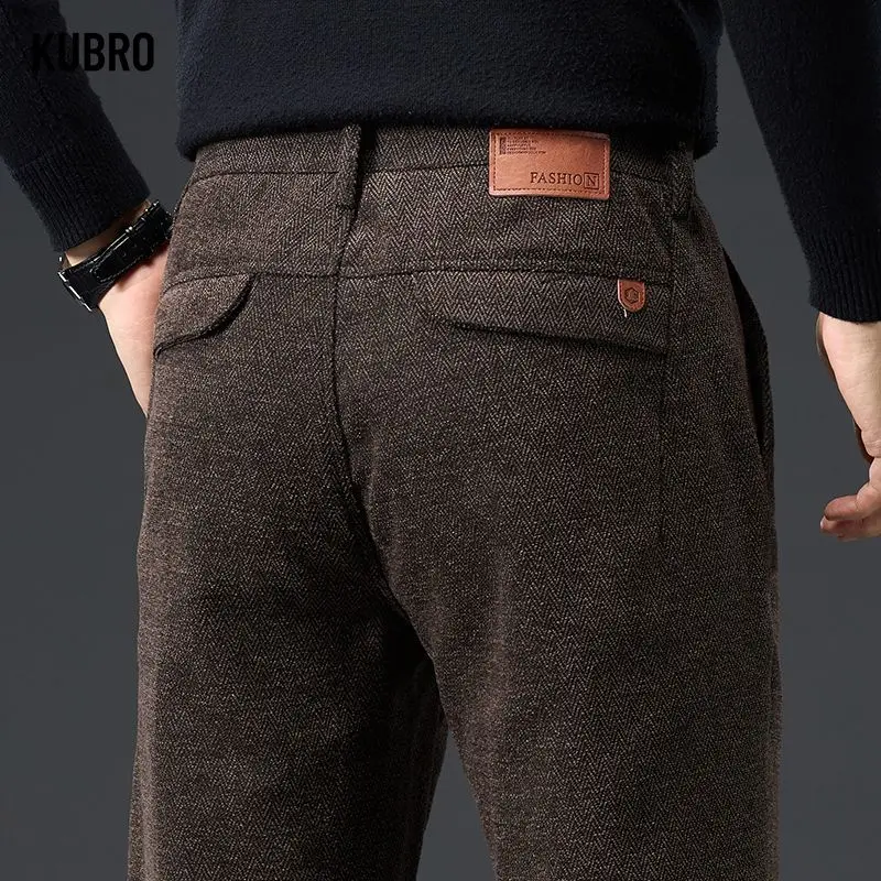 

Мужские свободные повседневные брюки, осенне-зимние новые модные широкие деловые брюки с карманами, удобные эластичные брюки с эластичной резинкой на талии