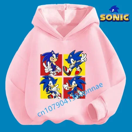 

Kawaii Sweatshirt Boys Girls Spring Fashion Top Kids Clothes Gifts New Sonics Hoodies for Children Anime Cartoon Figures Printed