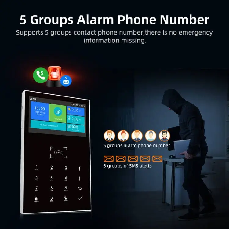 GauTone PG109 Wifi 4G Home Anti-Theft Alarm System GSM Wireless Connection Tuya APP Remote Monitoring Smart Home сигнализация