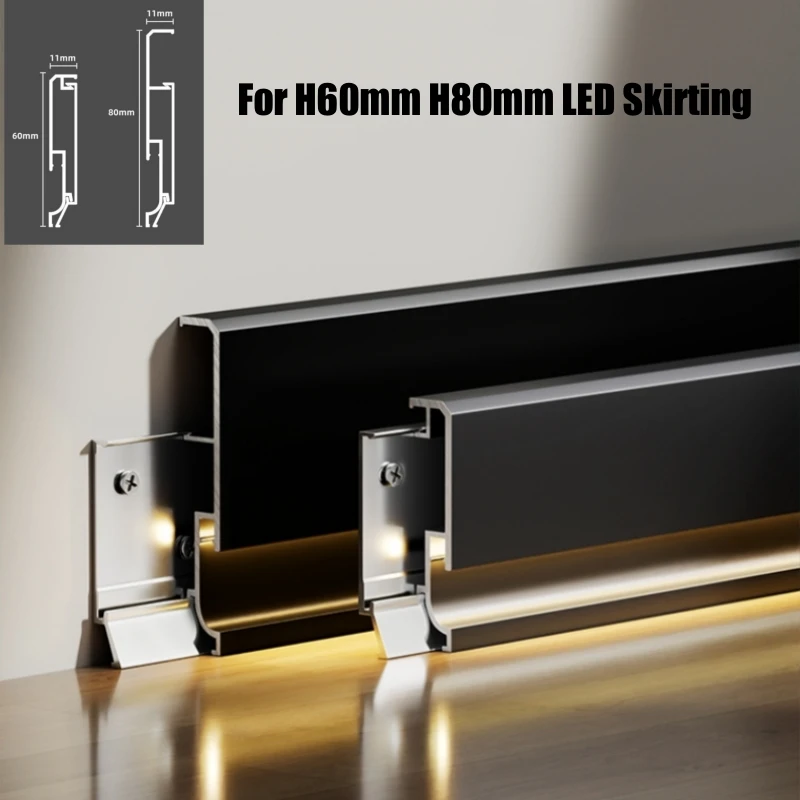 H60/80mm Narrow LED Skirting Line Accessories Wall Baseboard Lamp Connector Corner Plastic Internal External Corner End Cap