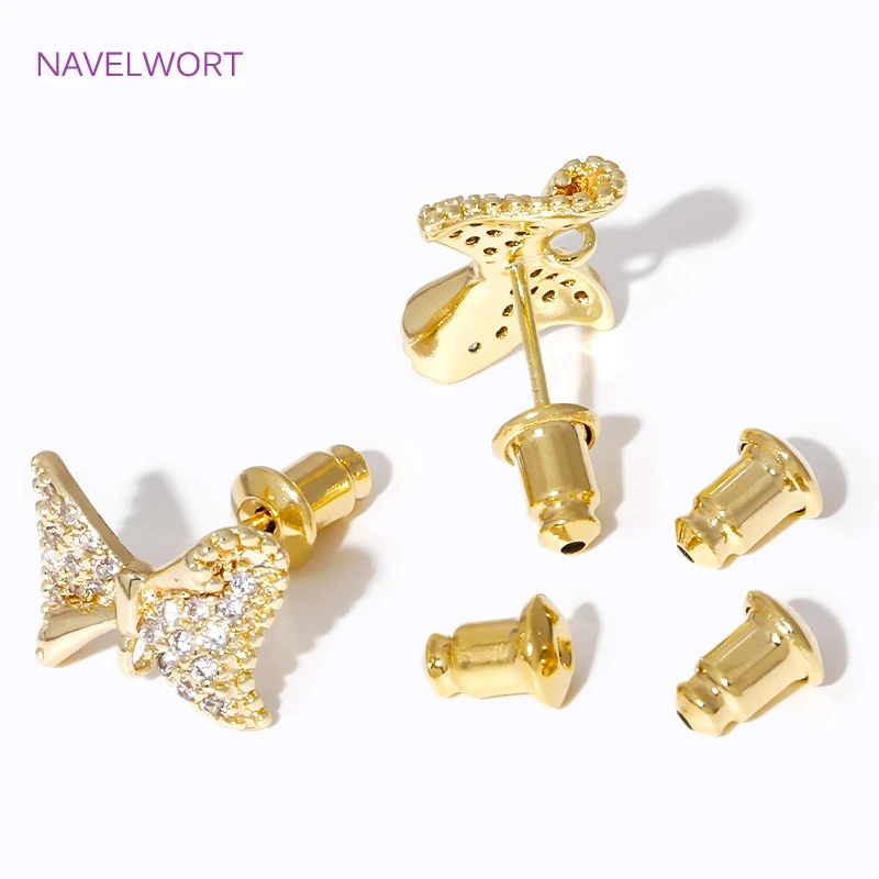 18K Gold Plated Earring Backs Plug Ear Studs Back Stopper,Caps For Earrings,DIY Earring Findings Handmade Crafts Jewelry Making