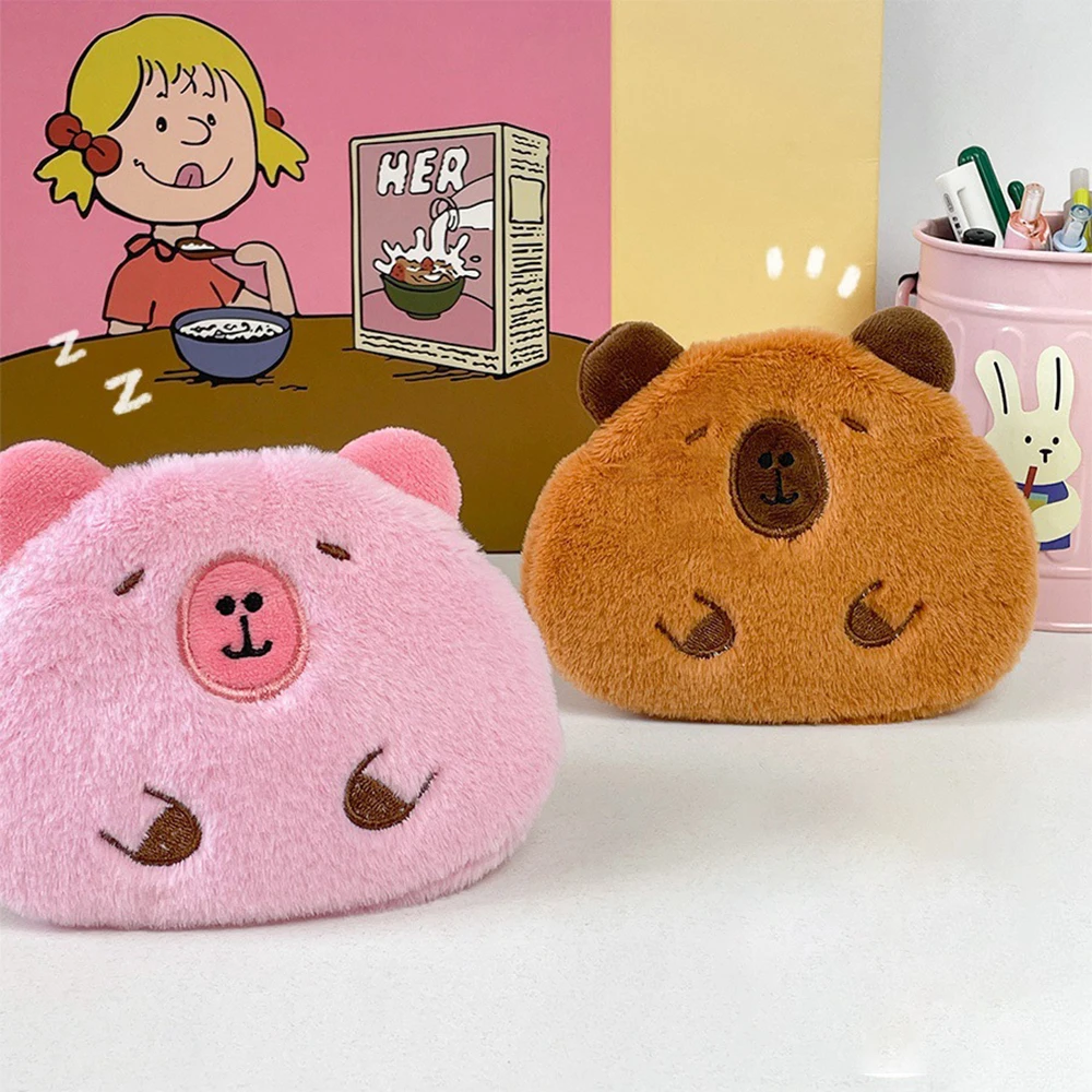 Cute Plush Cartoon Capybara Coin Soft Plush Stuffed Doll Keychain Toys Small Wallet Guinea Pig Bag Pendant Backpack Decor