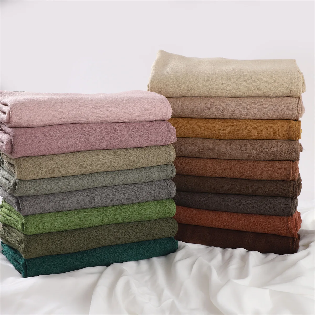 Frauen große Größe einfache feste Baumwolle Rayon Falte Hijab Schal Dame hochwertige Wickel und Schals Musulman Stirnband islamischen Turban – Detail 10