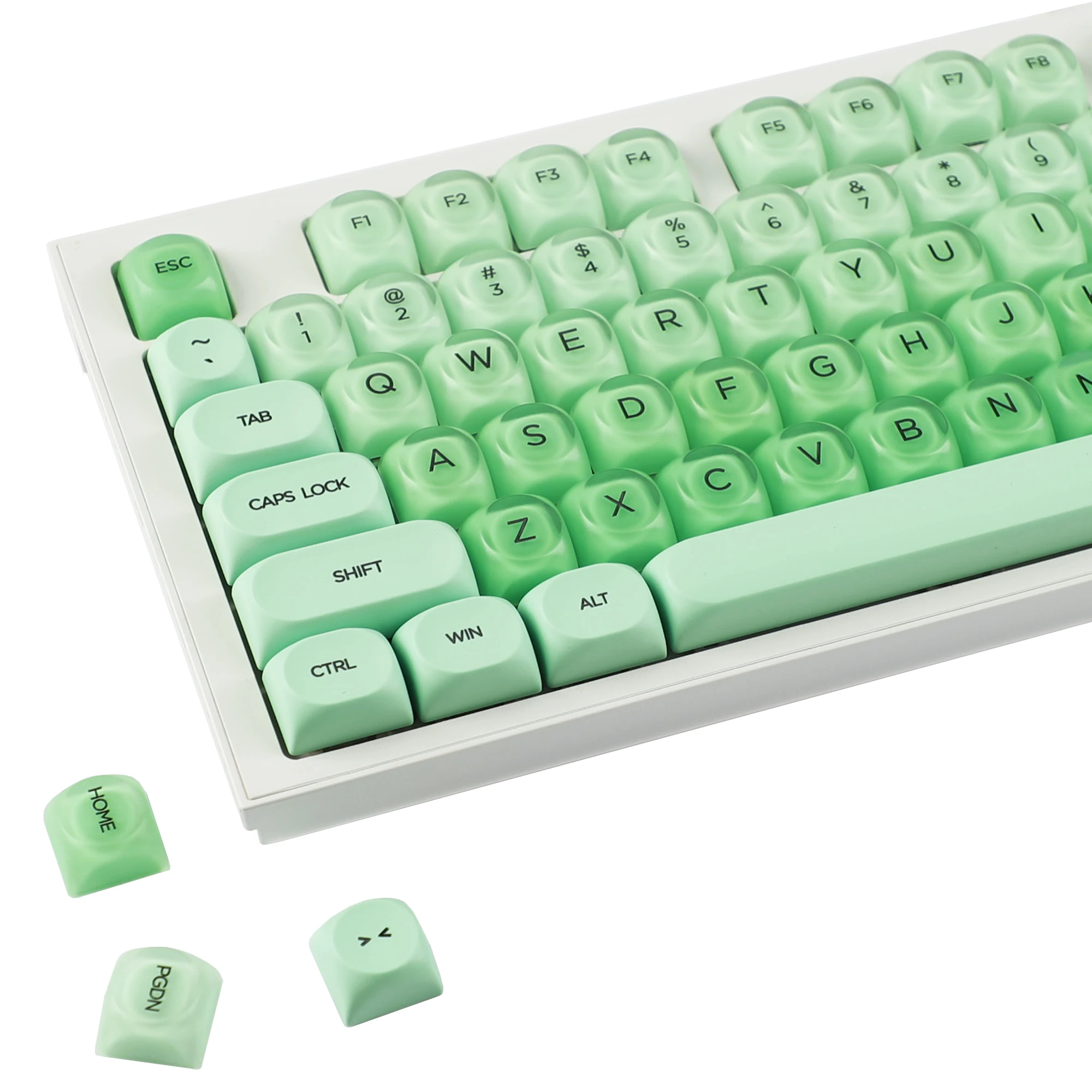 132 Keys Green Pink Liquid Foundation Keycaps Frosted HOA Profile PBT PC UV Print for 61/68/87/98/104/108 Mechanical Keyboard