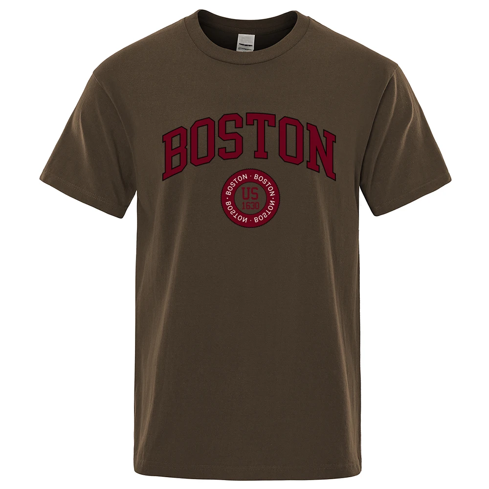 Boston City uns gegründet im Jahr 1630 drucken Männer T-Shirt Mode Kleidung Baumwolle Tops Mode Sommer Herren T-Shirt Kleidung übergroße T-Shirt