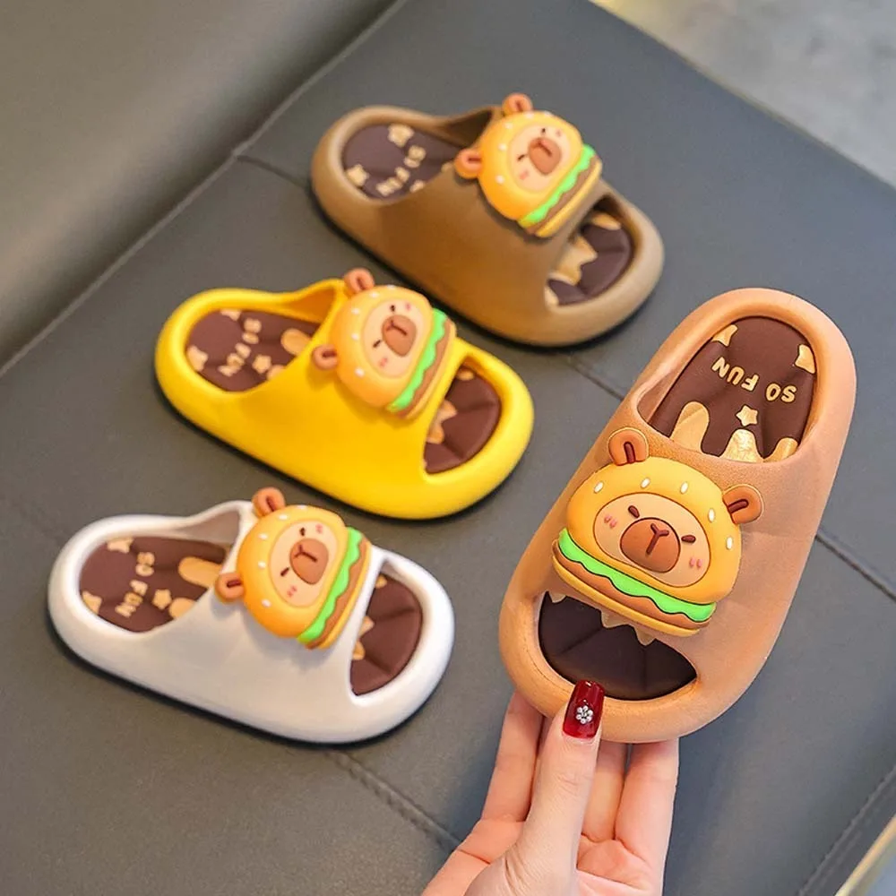 Pool PVC Cute Capybara Slippers Thickened Soft Cartoon Animal Slippers Anti-slip Rotatable Children's Bathroom Sandals Beach