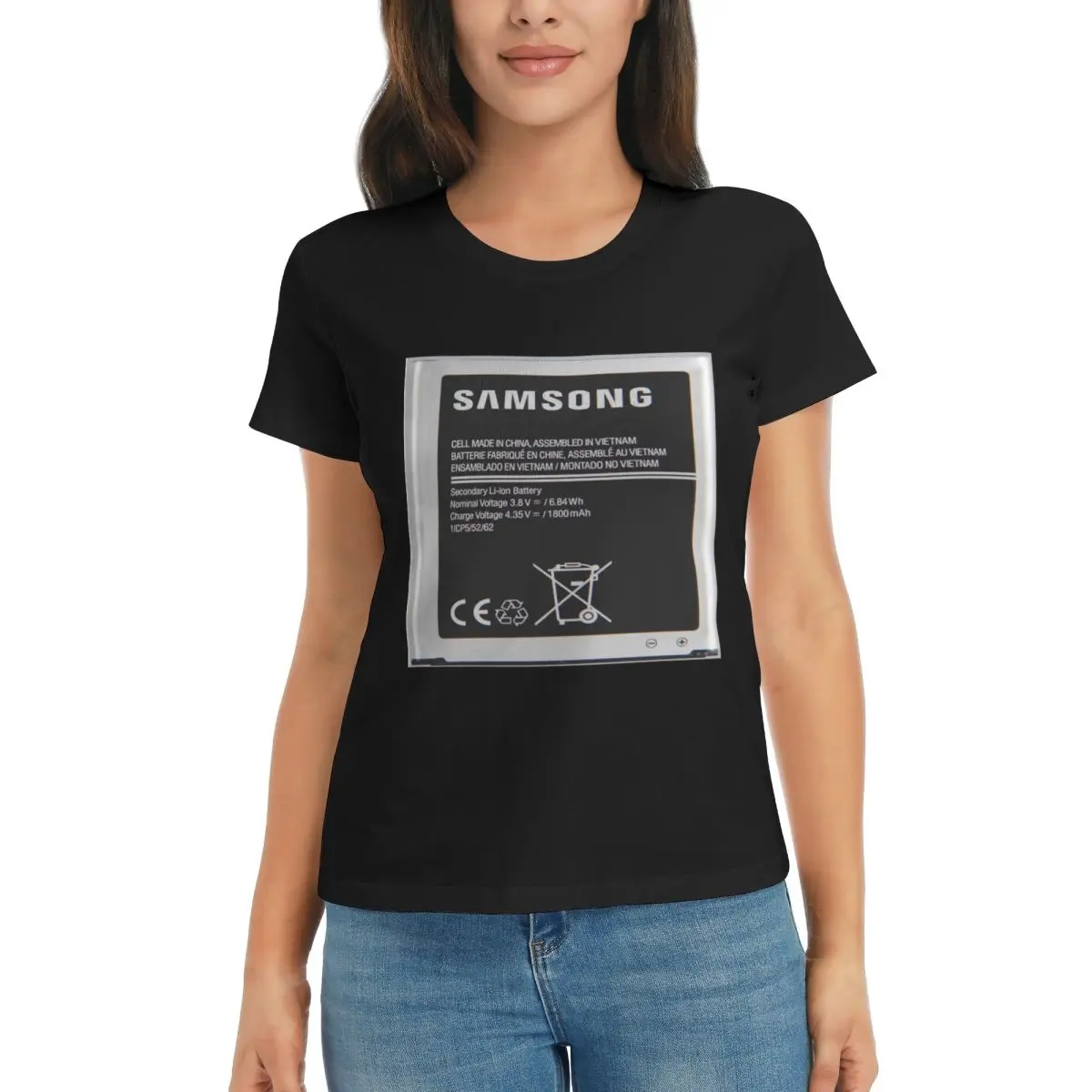 

Женская футболка «Опухла батарея» премиум-класса, летние футболки с короткими рукавами и круглым вырезом, хлопковые футболки, одежда, топы, уличная одежда