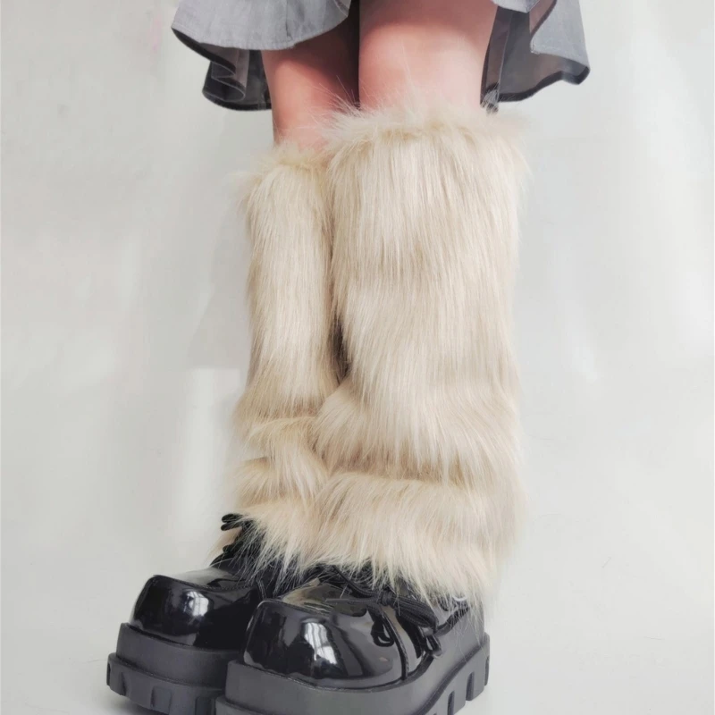 

Leg Warmer Women Faux Furs Fuzzy Long Boot Shoes Cuffs Cover Warm Furry Costume
