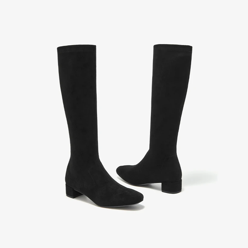 BEAUTODAY Long Boots Women Stretch Fabric Sock Boots Round Toe Slip-on Ladies Over knee High Shoes Handmade 01285