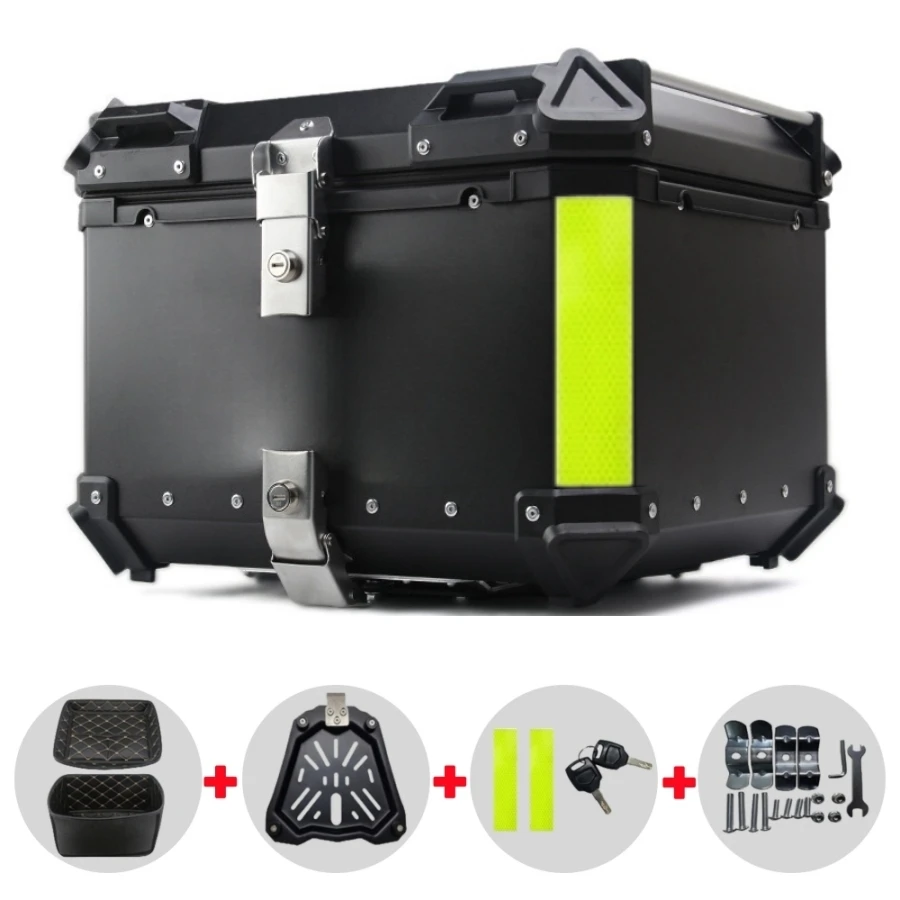 Motorcycle Luggage Tools Storage Case Helmet Box Aluminium Alloy Motorcycle Top Box Outdoor Waterproof Motorbike Tail Box Trunk