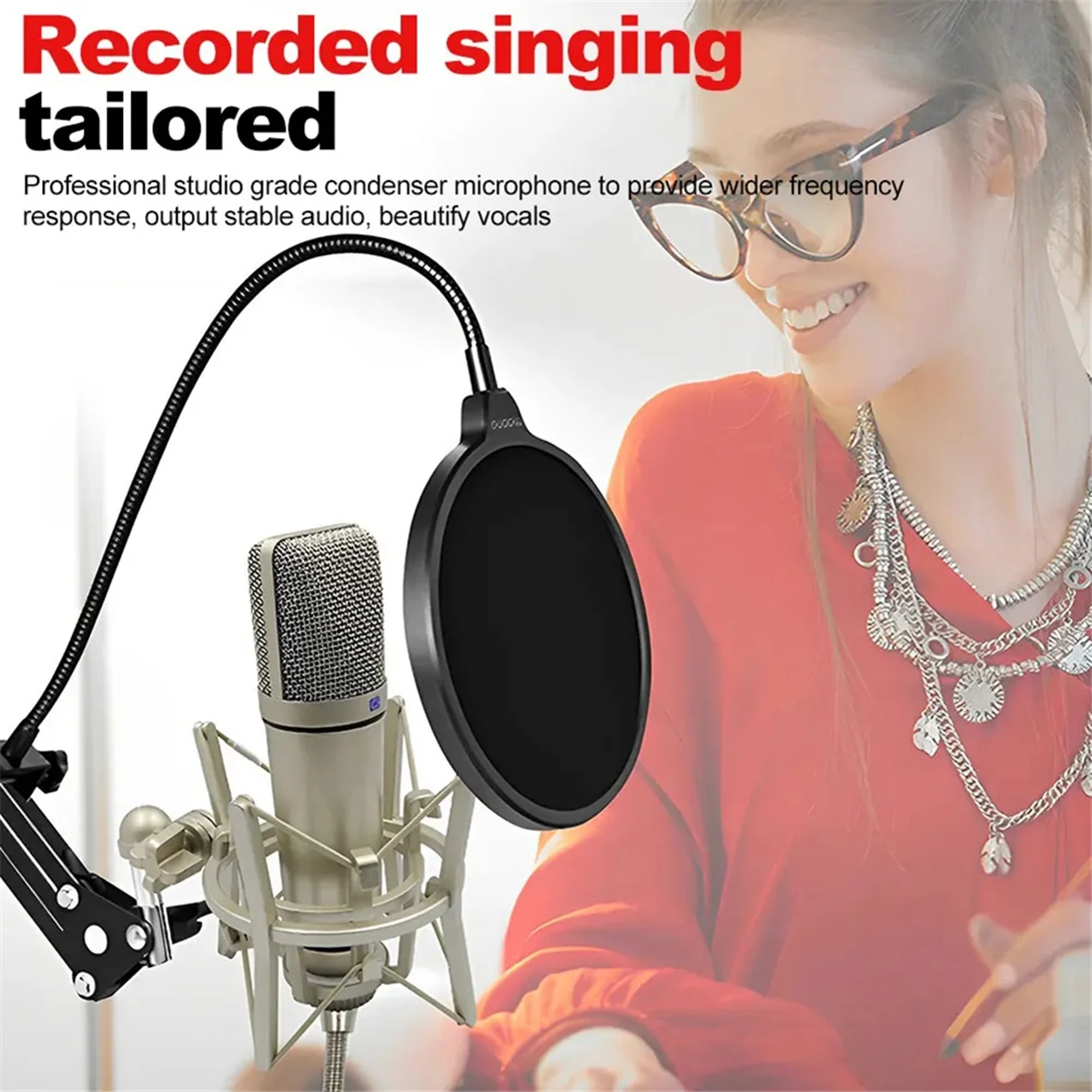 NEW ARRIVAL Metal Professional Condenser Microphone Studio Microphone for Computer Gaming Recording Singing Podcast Sound Card