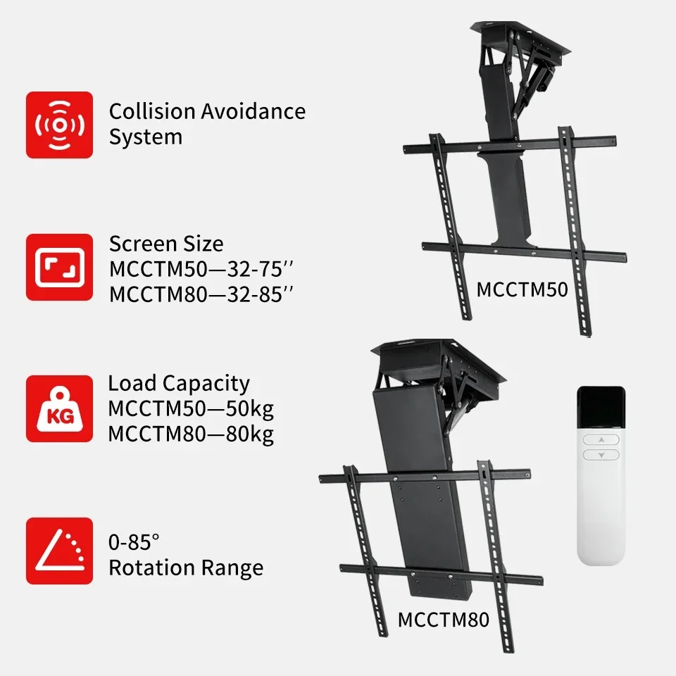 Electric Drop-Down Bracket with Remote Control 2025 Motorized Electric Ceiling TV Lift The Hidden Ceiling TV Mount Bracket