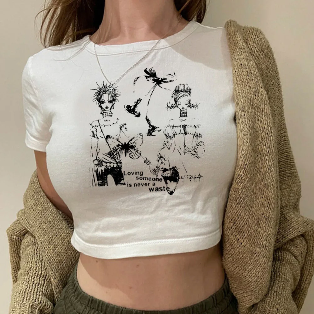 Nana crop top shoujo graphic y2k cute t-shirt harajuku jojifuku cutecore korean fashion emo