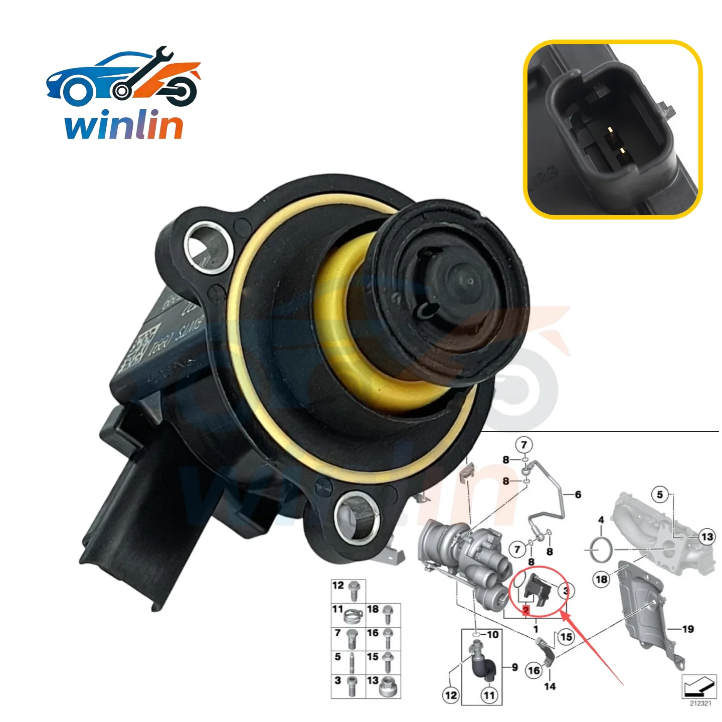 

Turbo Diverter Solenoid Valve 11657593273 11657566324 11657578683 for Mini Cooper S R55 R56 R57 R58 2007-2016 1.6L