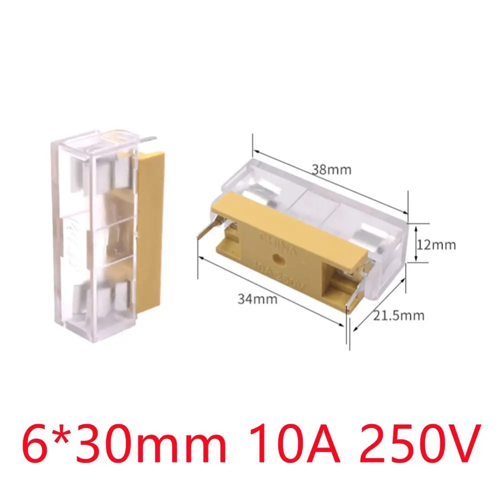 10Pcs/Set 5x20mm 6x30mm Glass Fuse Holder AC250V Copper Fuse Holder With Cover Panel Mount Transparent Cover