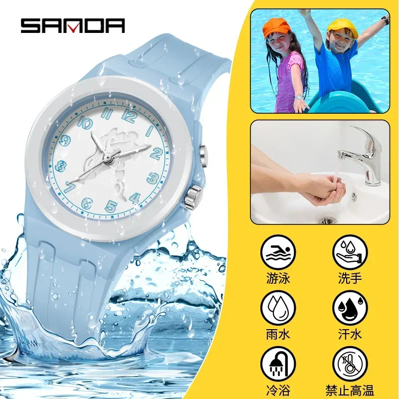 Sanda homens e mulheres casual sports watch, automático, borracha, quartzo, à prova de choque, para o exterior, casal, novos modelos, 2024