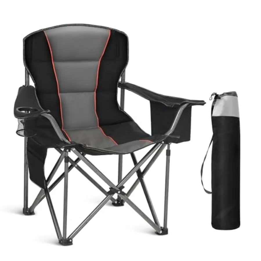 

Oversized Portable Camping Folding Chair, Heavy Duty Foldable Outdoor Chair, Camp Chair with Cup Holder and Cooler Bag Support