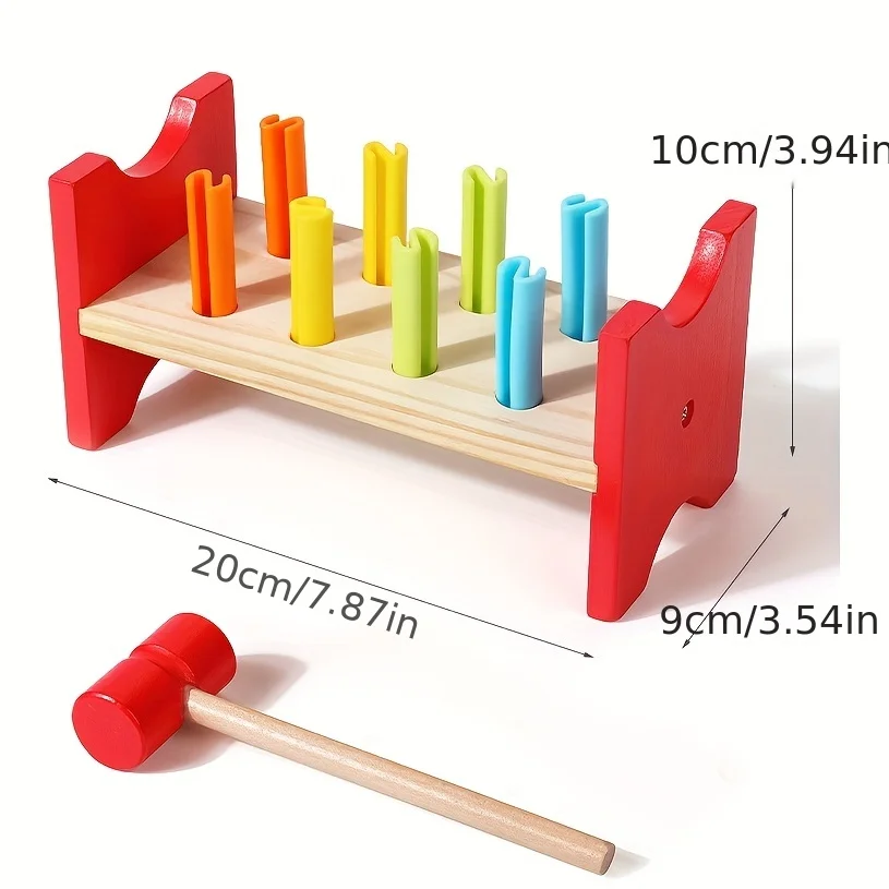 Montessori-Juego de juguetes de martilleo de madera para niños pequeños, juguetes educativos y divertidos, desarrollar Motor fino, coordinación mano-ojo