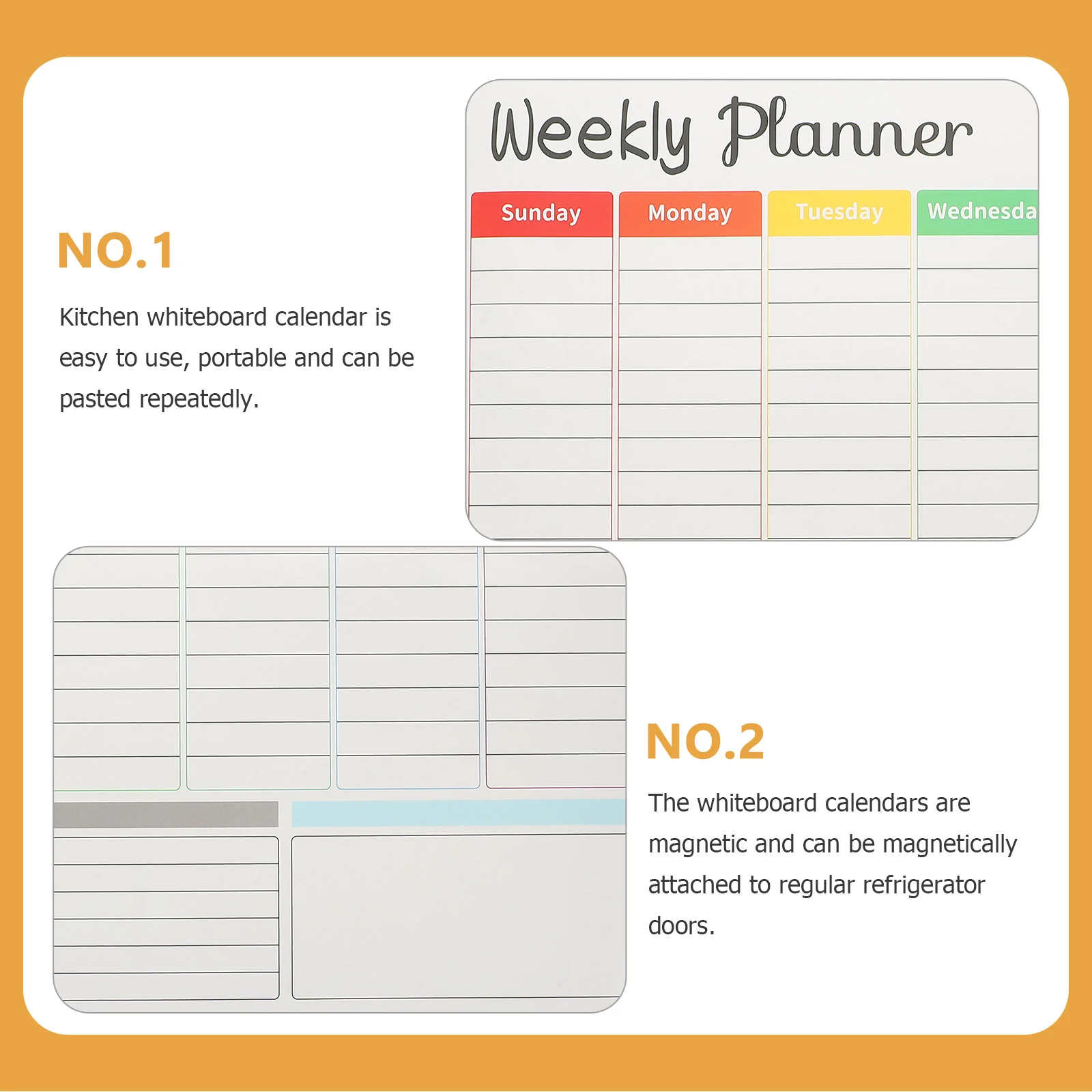 Calendrier effaçable à sec pour réfrigérateur, tableau blanc sanglier, calendrier de planification indispensable pour la cuisine