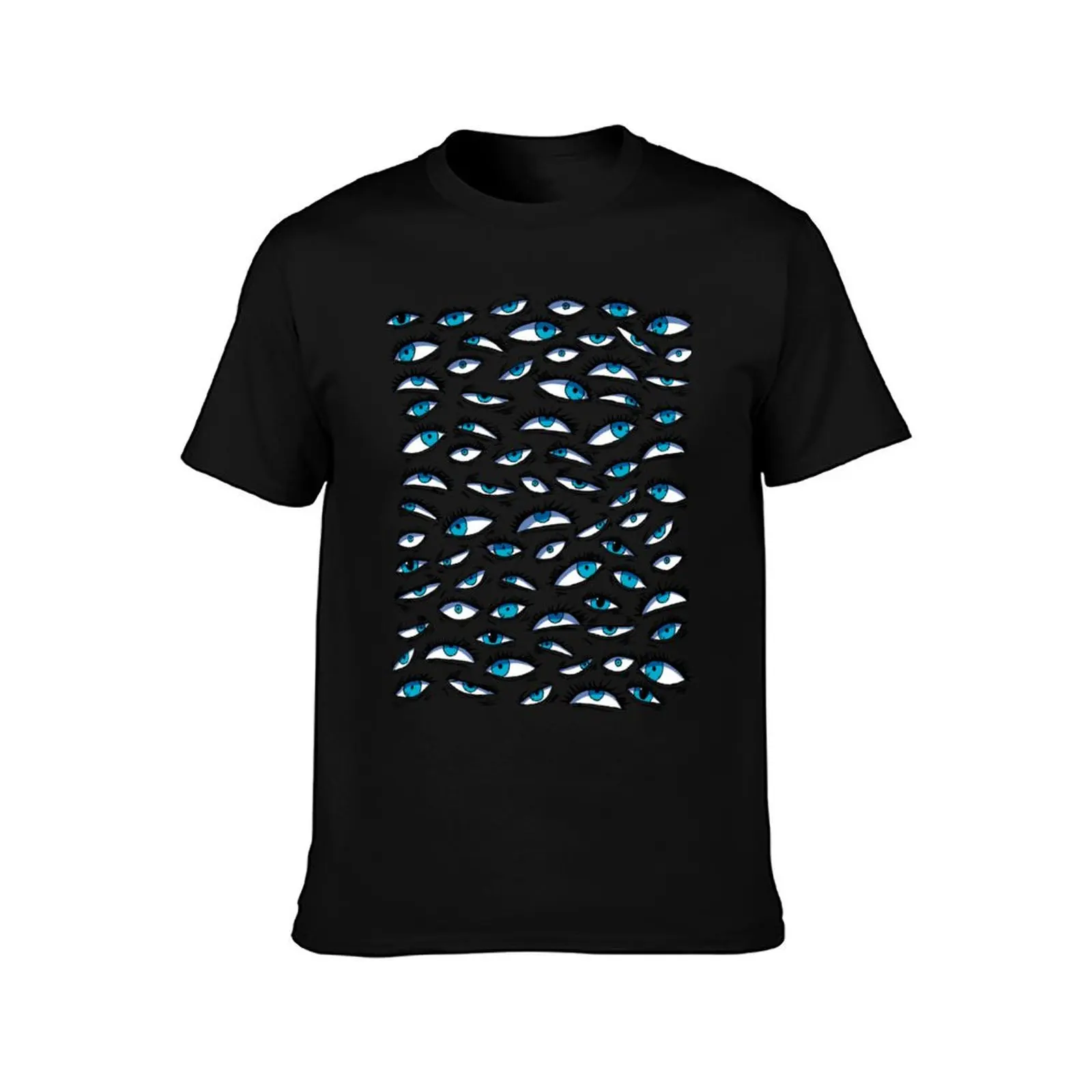 Blue eyes pattern T-Shirt Summer Casual Cotton Tee Oversized Streetwear Tops Vintage Graphic Print Loose Fit Short Sleeve