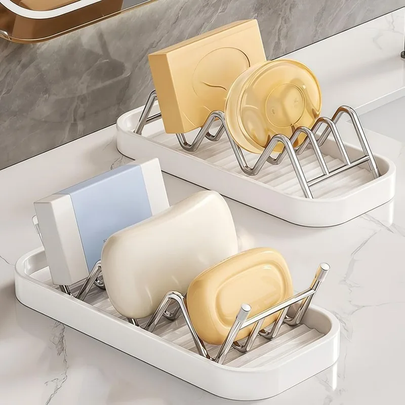 Stainless steel soap rack drainage soap Tray Multifunctional Bathroom Storage Rack bathroom draining box simple soap storage box