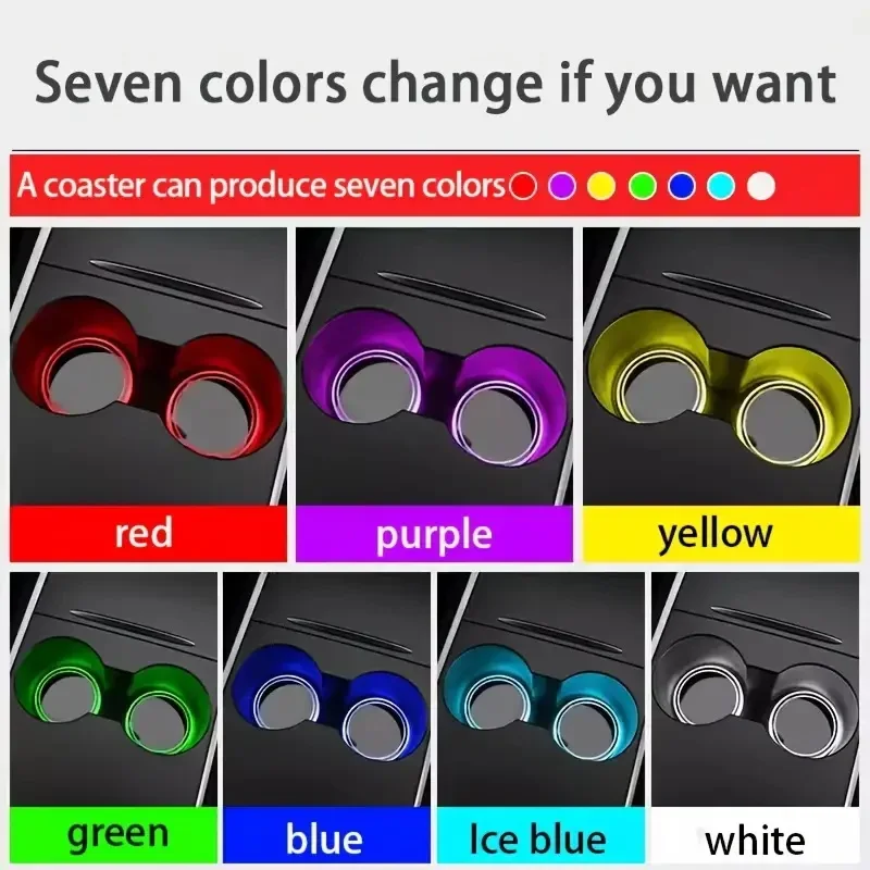 7 Colors Car Coasters Cup Holder LED Light Mats Bottle Light Sensor Atmosphere Interior Accessories Universal image 5