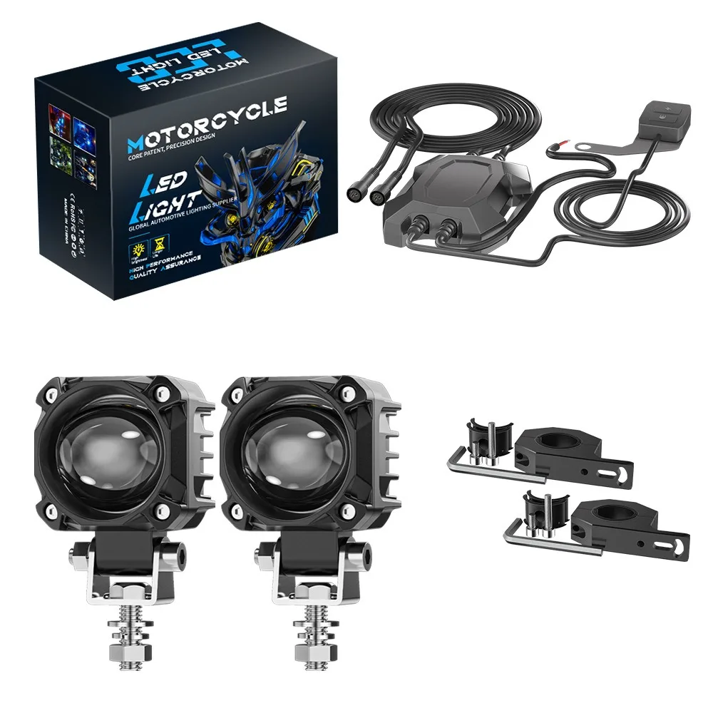 

EURS мотоциклетные светодиодные фары мотоциклетные противотуманные фары светодиодные вспомогательные фары дальнего света прожектор двухцветный farol Moto противотуманные фары