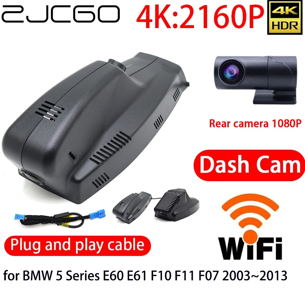 

ZJCGO 4K Car DVR Dash Cam Wifi Front Rear Camera 24h Monitor for BMW 5 Series E60 E61 F10 F11 F07 2003~2013