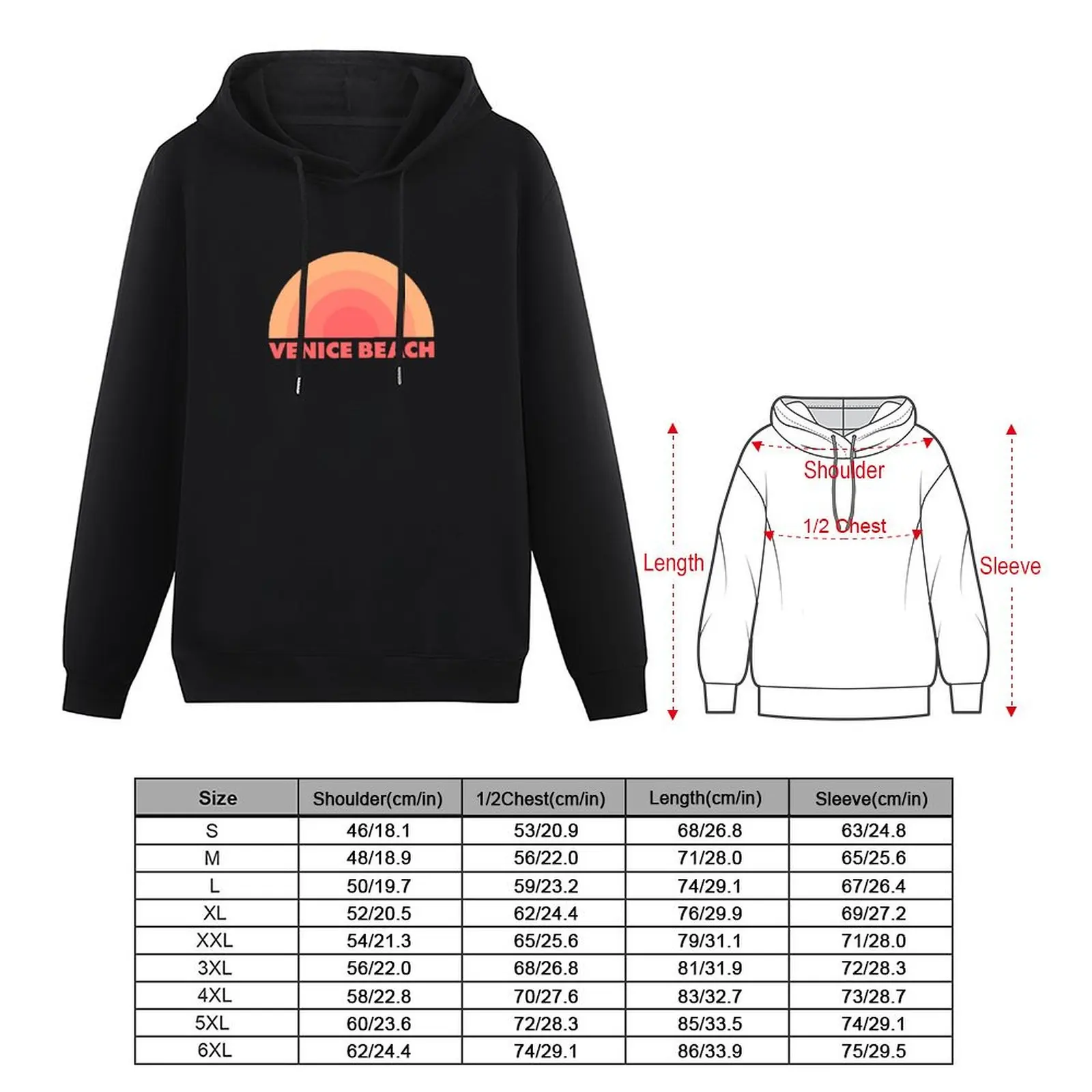 Venice Beach Retro Orange Pullover Hoodie fashion men hoodie for men