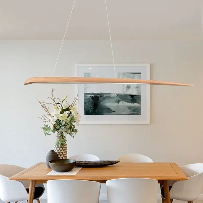 Nordic modern restaurant chandelier Minimalist Bar Desk Lamp Creative Lamp Wooden office LED strip light