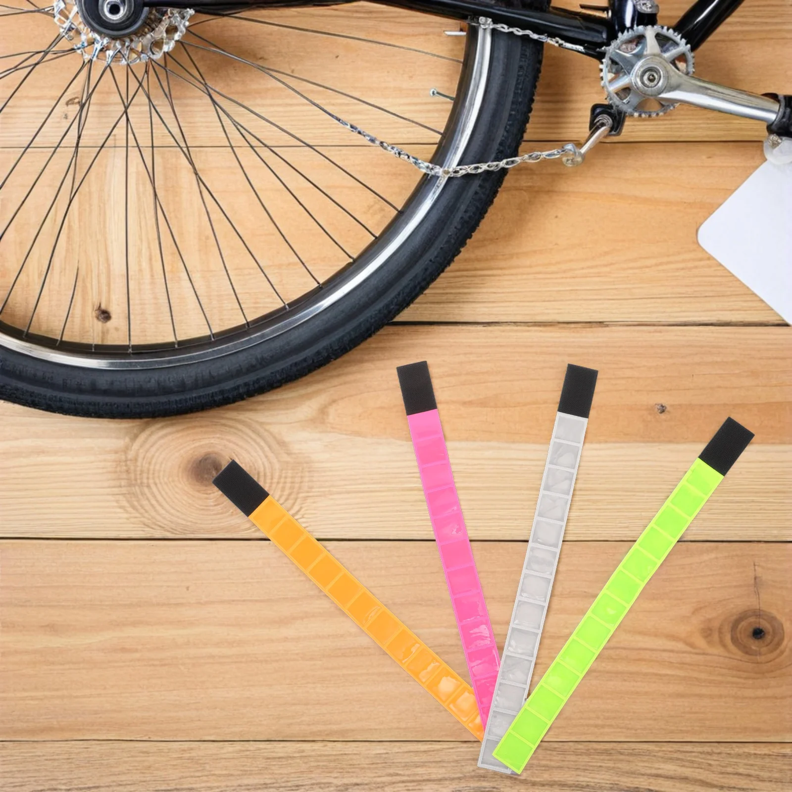 

4Pcs Reflective Tape Cycling Gear High Visibility Armbands for Running Walking Cuttable Sticky Band Safety Leg Straps