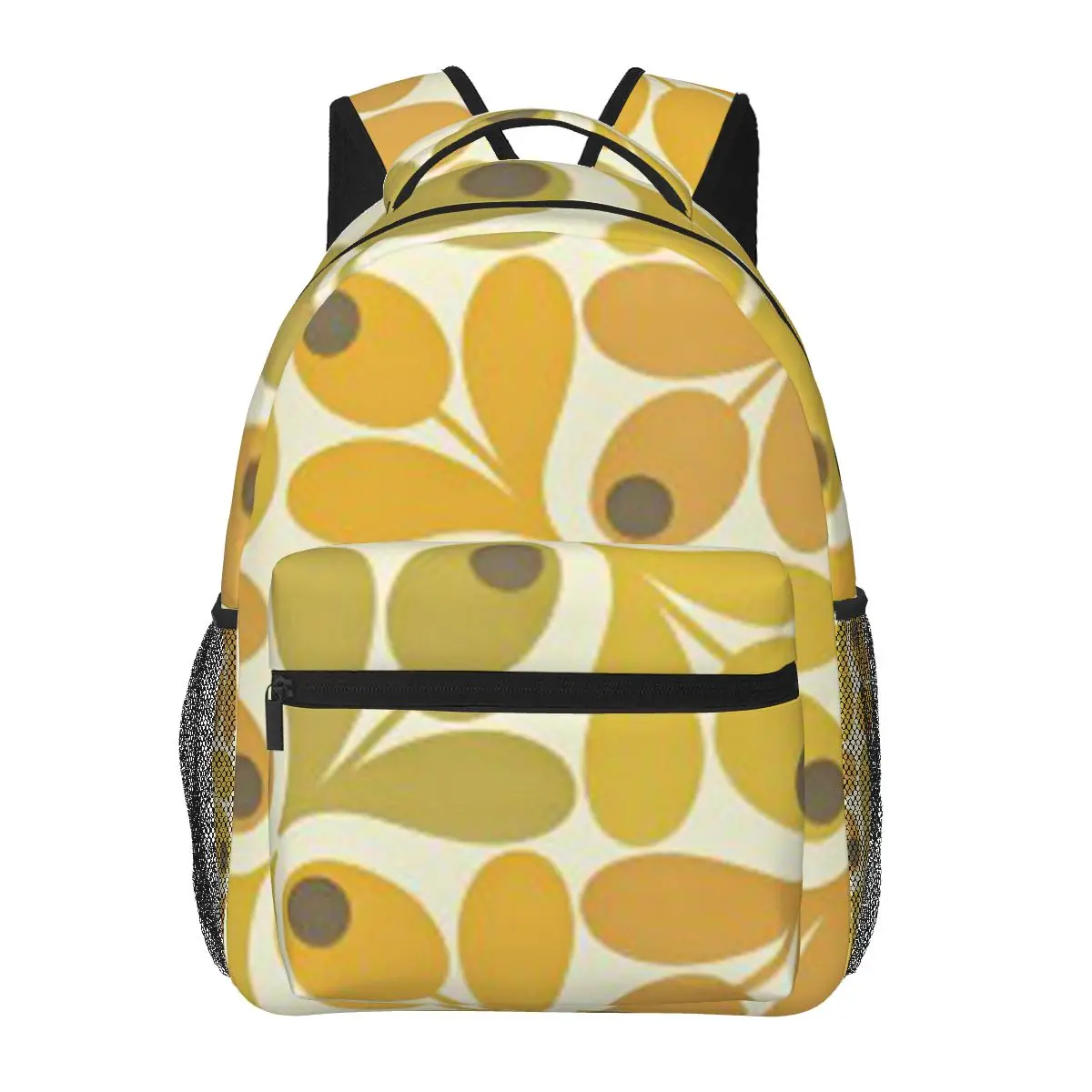 Orla Kiely Flower Design, Yellow Color Kiely Student Backpack School Bag Hiking Travel Daypack Fashion Bookbag Shoulder Bags