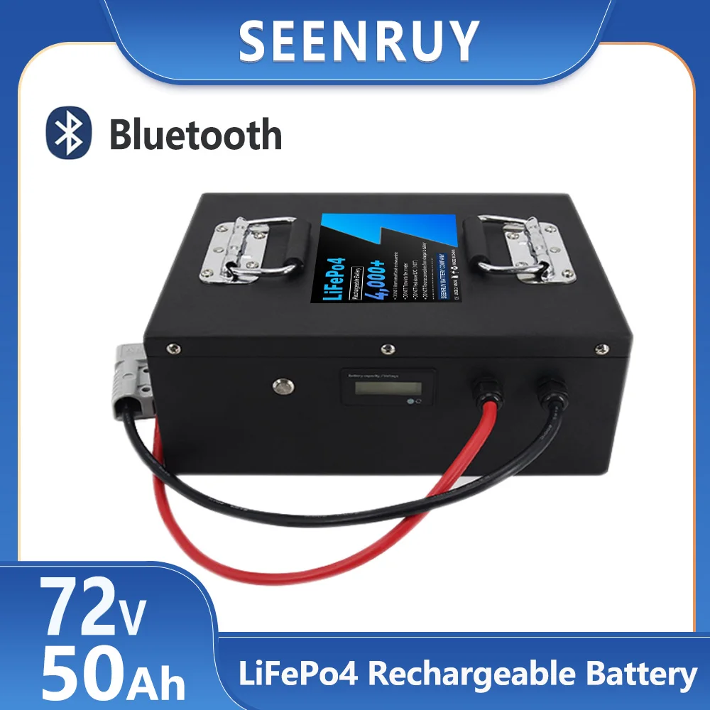 72v 50AH Lifepo4 Battery Pack Built in BMS Optional Bluetooth for Outdoors Shipboard operations emergency power with 10A Charger