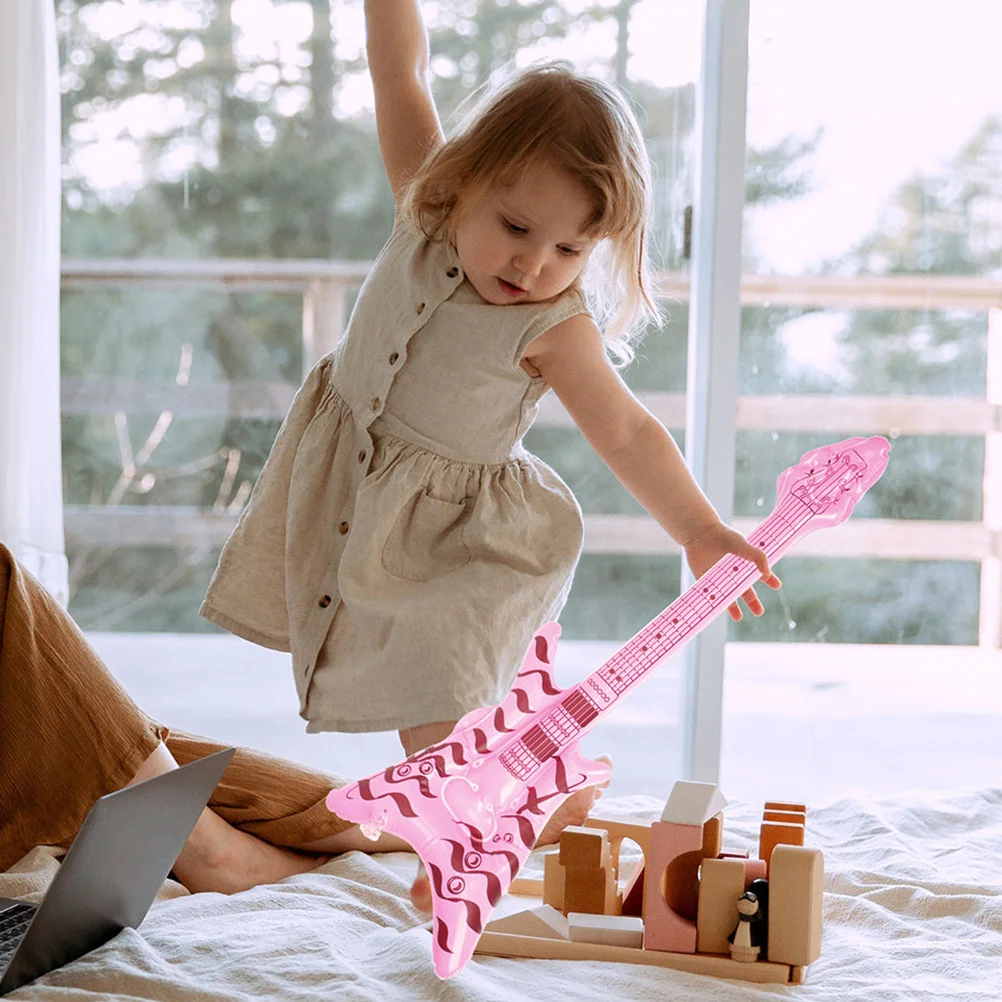 

4Pcs Inflatable Rock Band Guitars 80s Theme Party Props Bass Guitar Party Decoration Music Themed Event Favors Light Inflatable