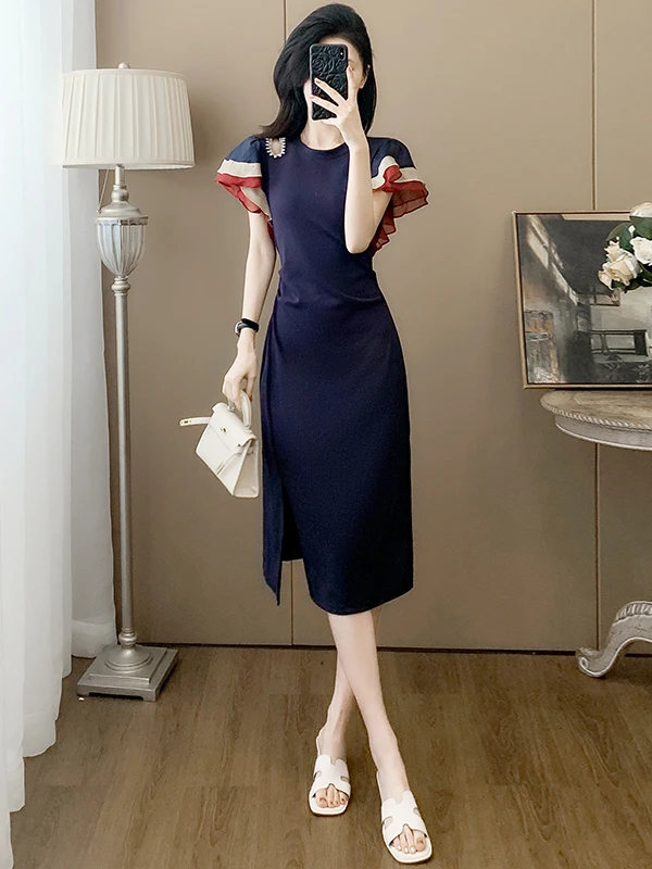 

Модное Элегантное Женское Платье Высокого Класса Лето 2026: Новинка, Легкий Дизайн, Подчеркивающее Талию, С Разрезом, А-силуэт