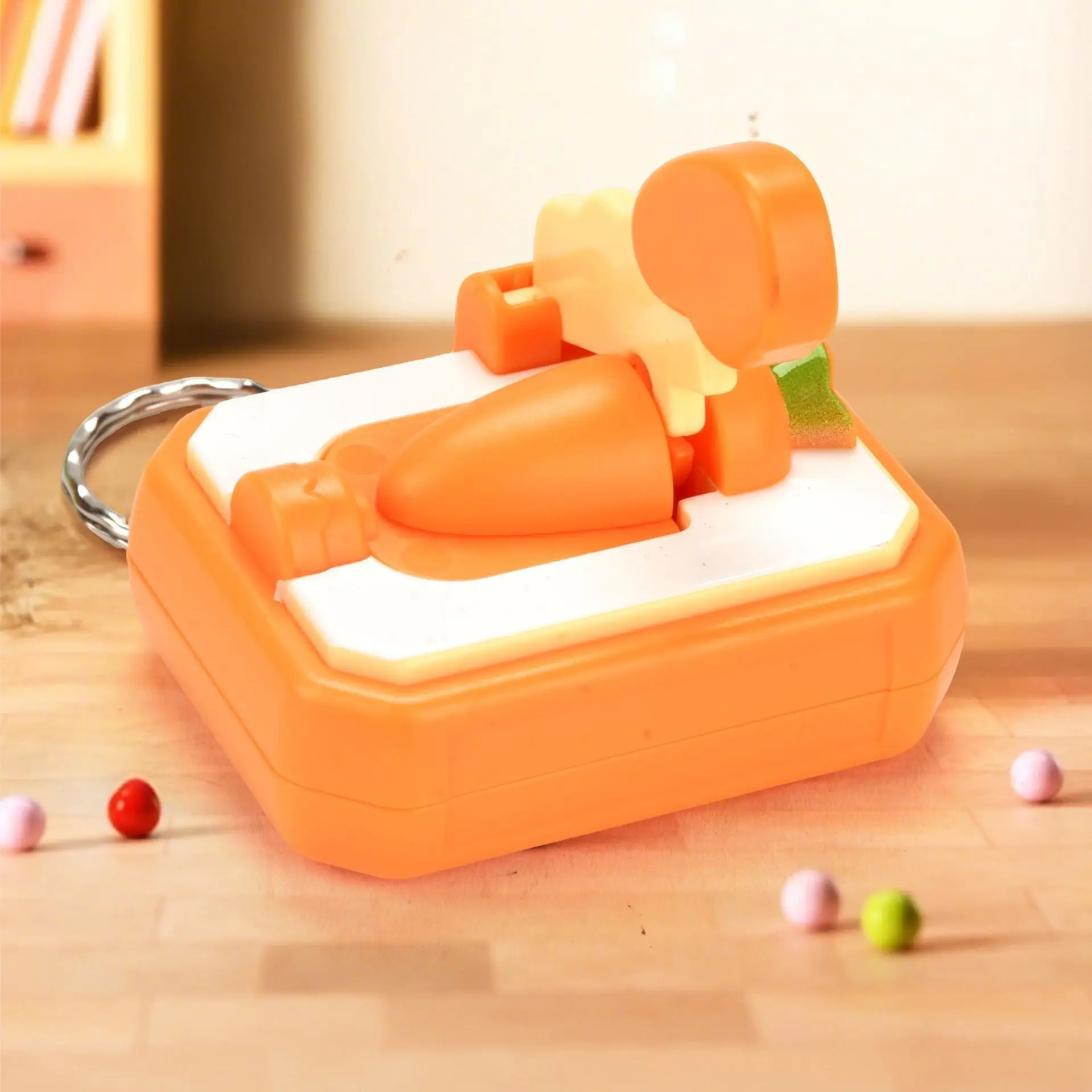 Mini Press Cut Carrot Stress Relief Keychain Charm Pocket Portable Creative Desktop Leisure  Fidget Gadget image 2