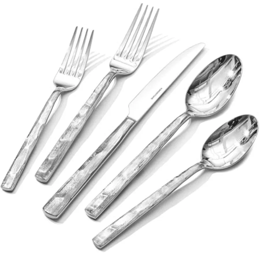 

40-Piece 18/10 Stainless Steel Brushed Handle Flatware Set in Silver for Kitchen Home Party Wedding Gift Rust Resistant Dishwas