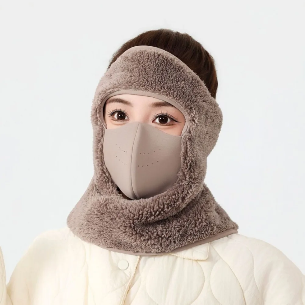 Winter Warm Face Mask Thickened Fabric Soft Material Face Mask with Ear Covers Plush Built in Ear Covers Anti Freeze Earmuffs