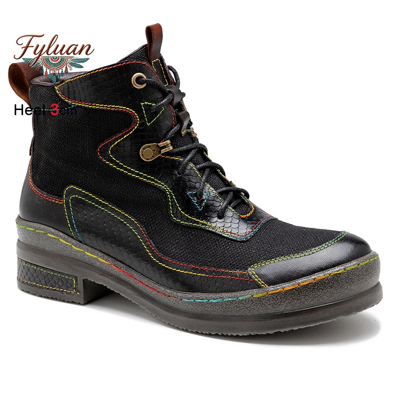 fashion-autumn-winter-retro-double-color-stitching-splicing-women's-ankle-boots-thick-heels-3cm-ladies-punps-short-boots-shoes