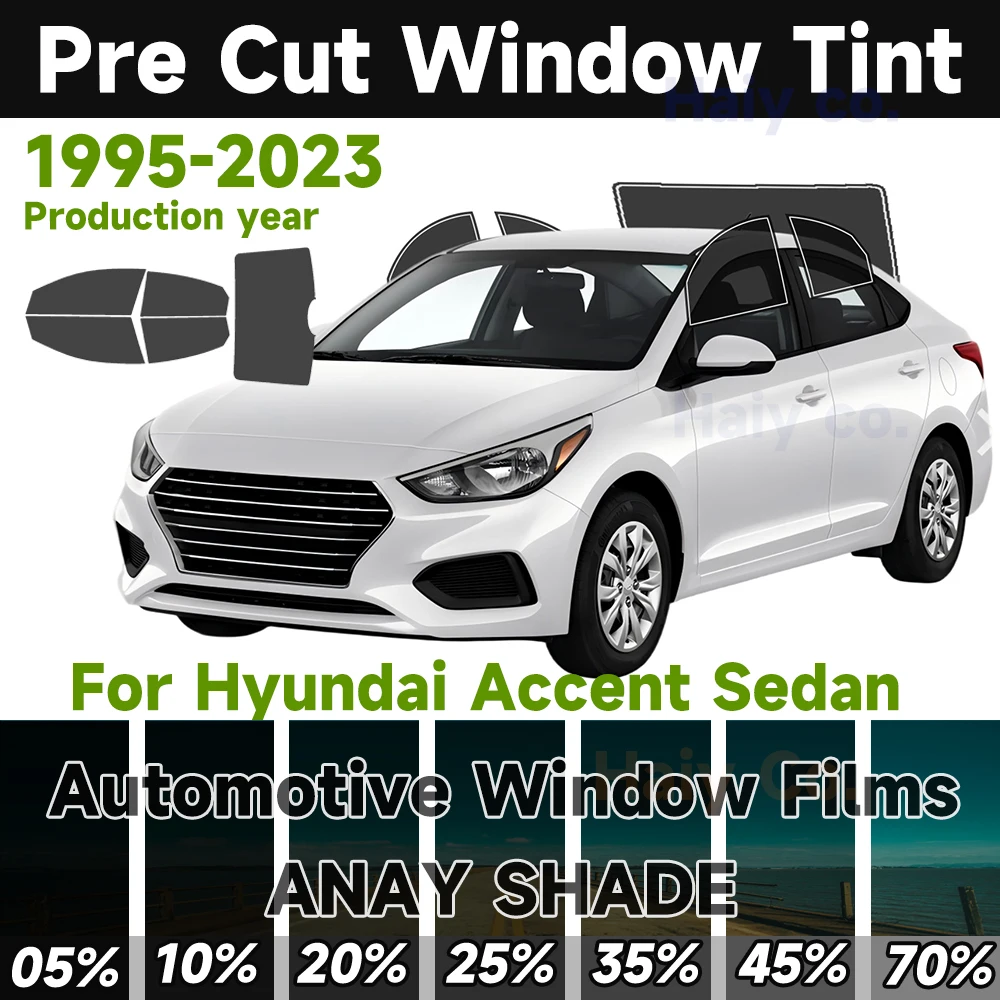 Pre-Cut Window Tint Car for Hyundai Accent Sedan 1995-2023 Automobile Sun Uv Blocking Heat 2Ply Window Protector Privacy Films