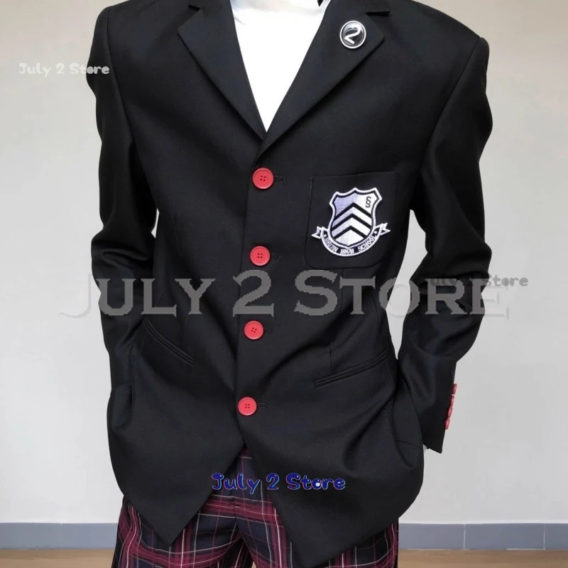 하이 퀄리티 페르소나 5 코스프레 코스튬 P5 Ren Amamiya Ren 남성용 정장, 할로윈 유니섹스 일본 재킷, 학교 DKUniforms