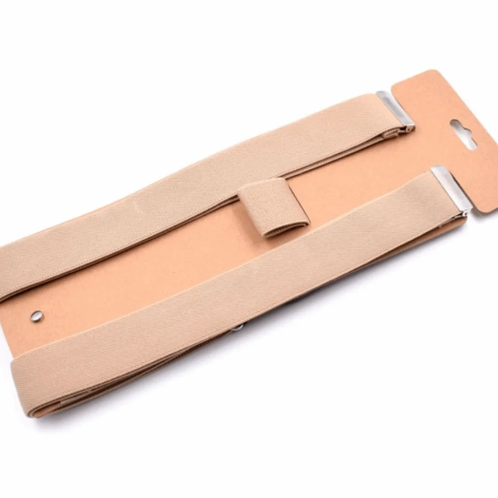 

Solid Color Vintage Suspenders Leather Trimmed Y Back Leather Trimmed Suspenders Elastic Straps Button End Button End Suspenders
