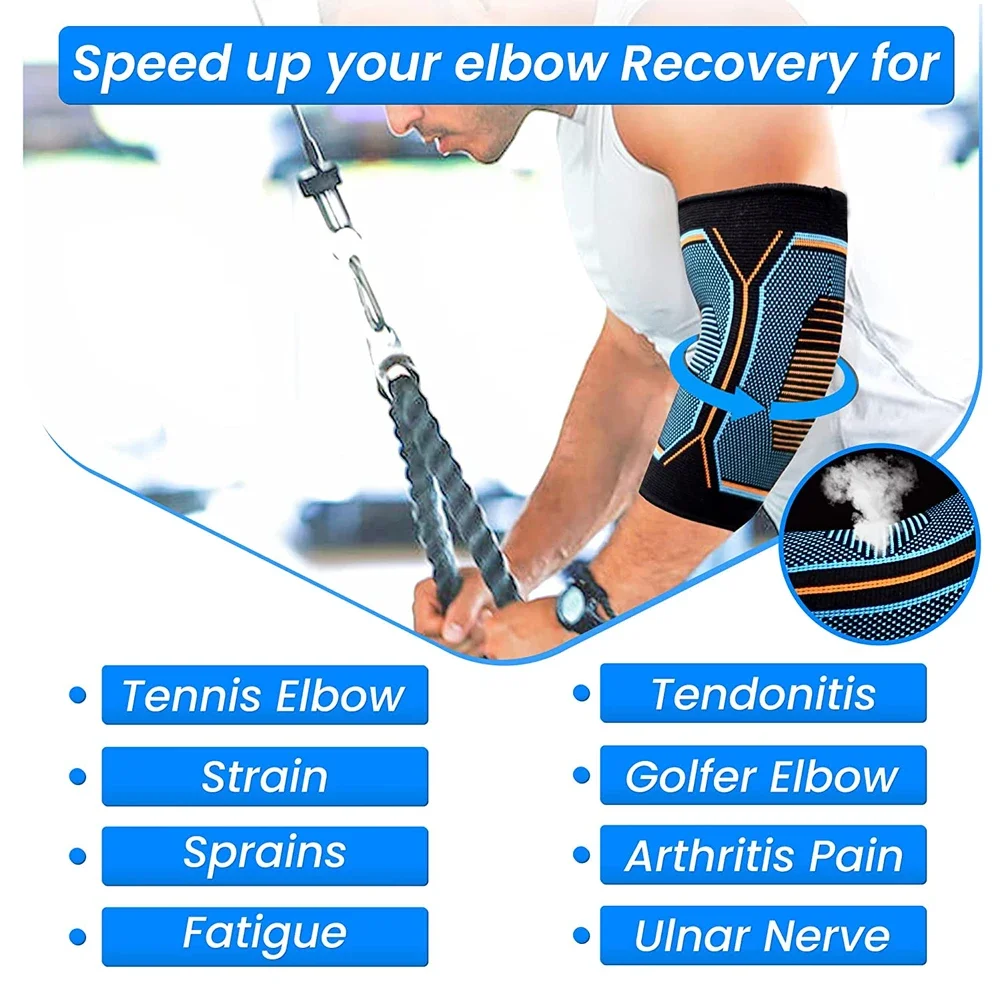 AXXTXXA 1PCS Fitness Elbow Brace Compression Support Sleeve for Tendonitis, Tennis Elbow, Golf Elbow Treatment, Weightlifting